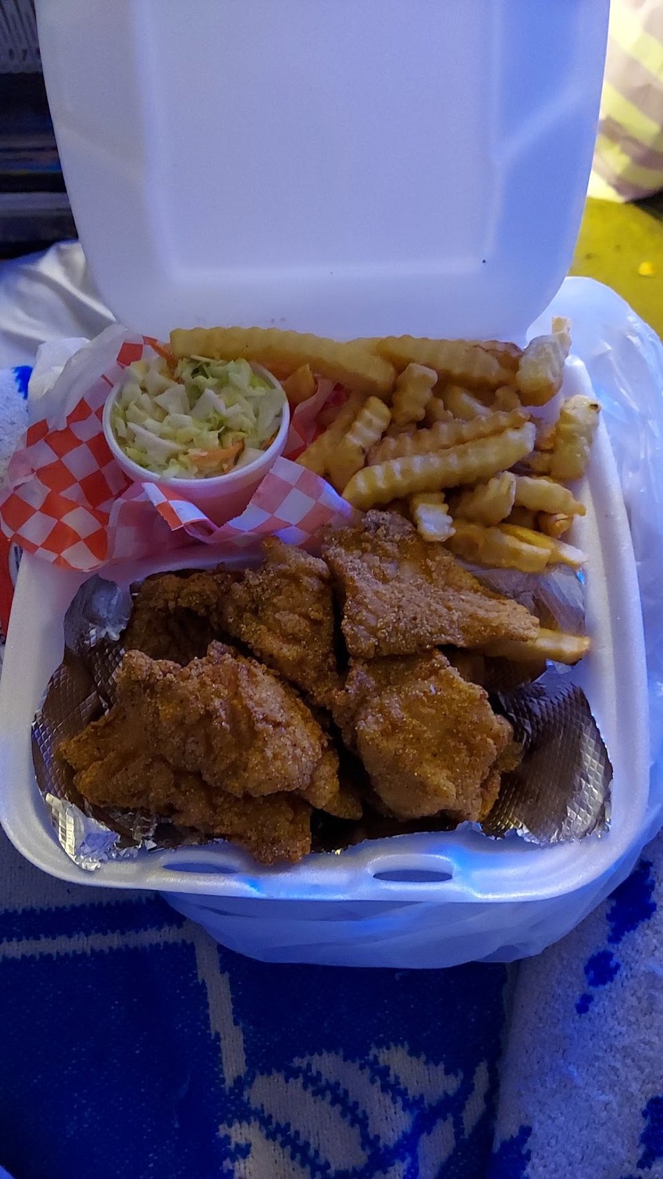 Lunch special board with shrimp and fish combos.
