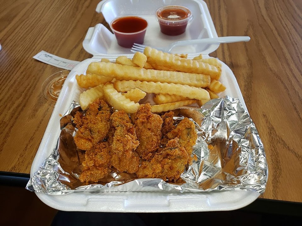 Lunch special board with shrimp and fish combos.